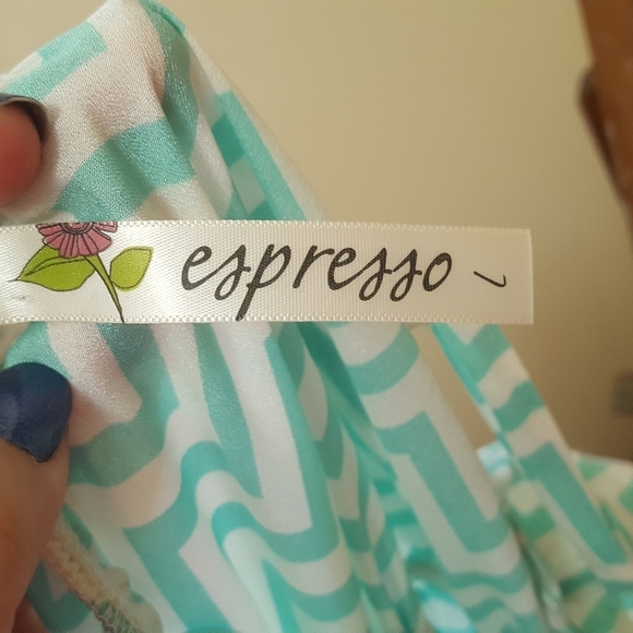 Espresso Mint Green Chevron Mini Dress - Picture 4 of 6